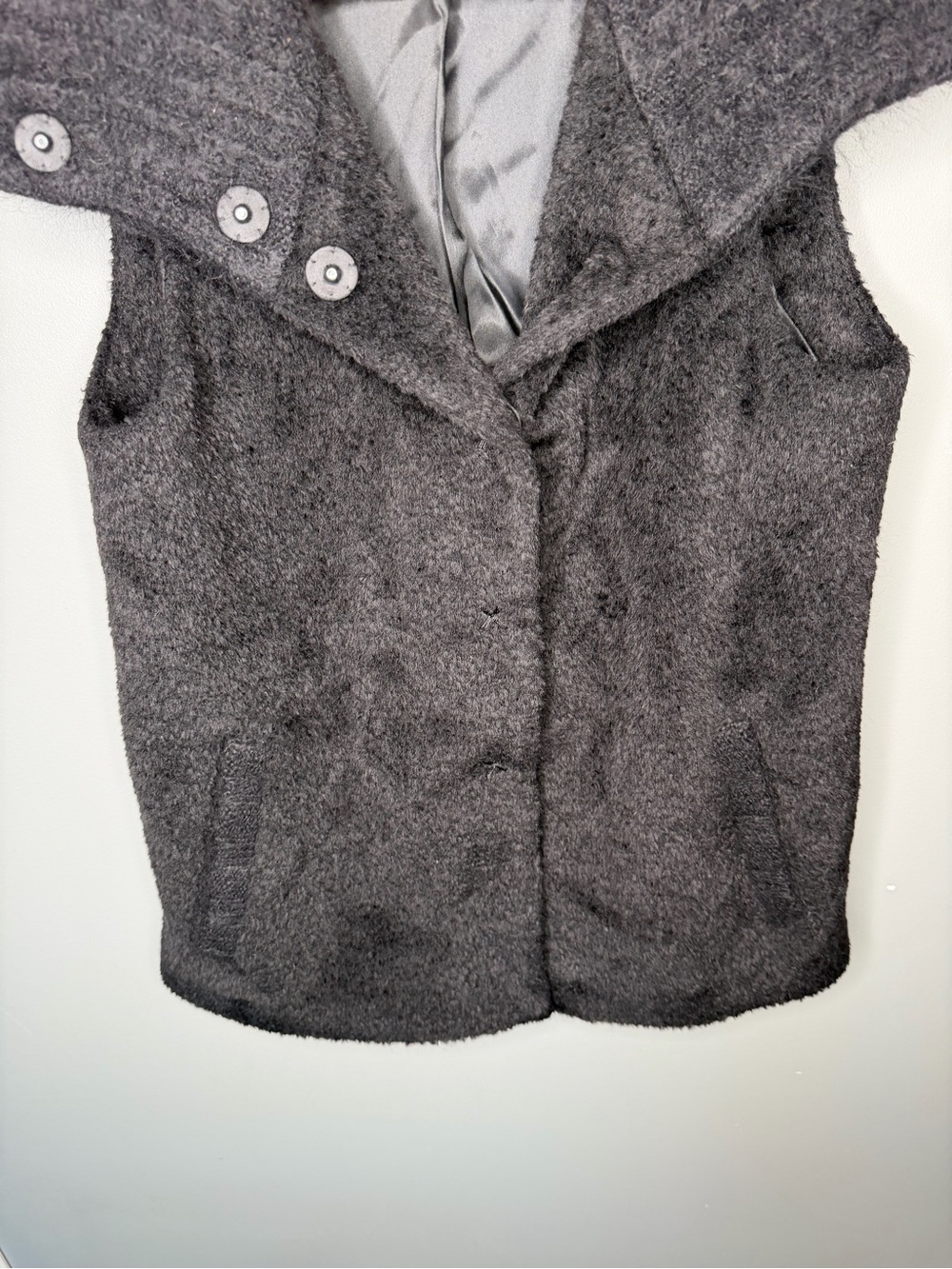 Eileen Fisher Wool Suri Alpaca Soft Snap Button Vest - Picture 5 of 10